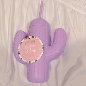 Purple Cactus Cup with straw